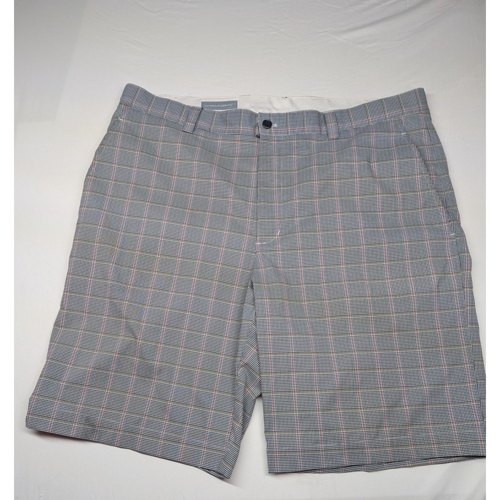 Cutter & Buck CB DryTec Mens Plaid Golf Shorts Grey Red White Size 38 Stretch
